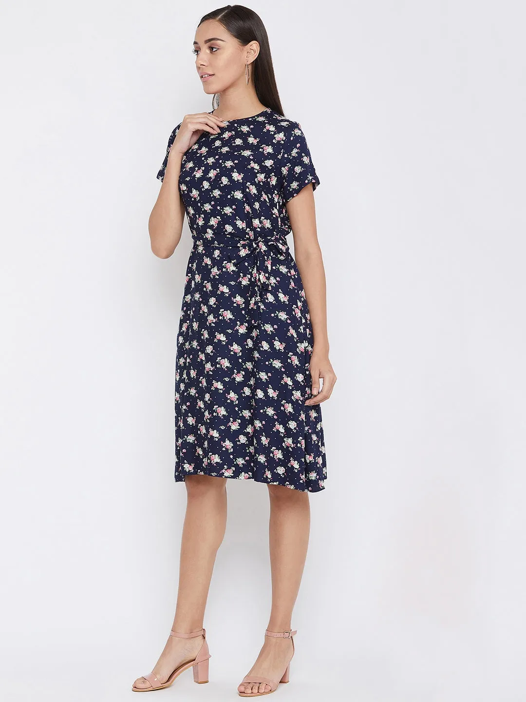 Navy Blue Floral Dress