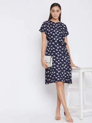 Navy Blue Floral Dress