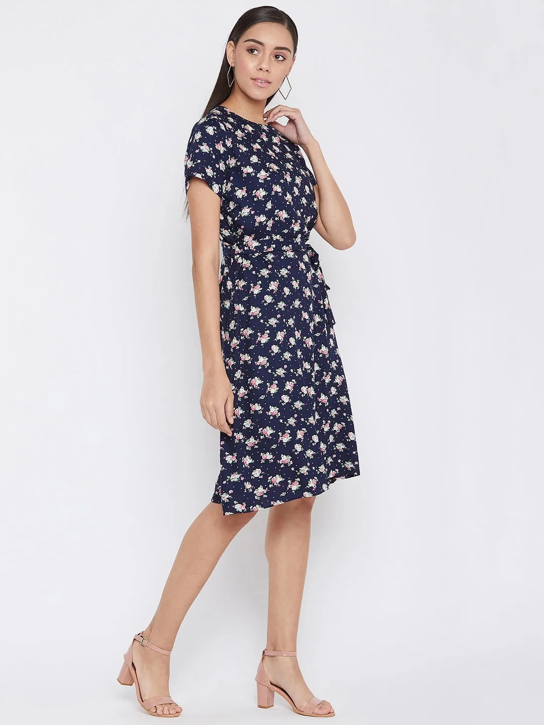Navy Blue Floral Dress