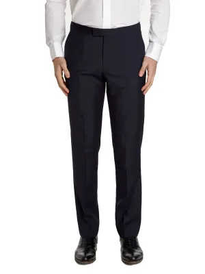 Navy Tonic Mohair Wool Flat Front Trouser