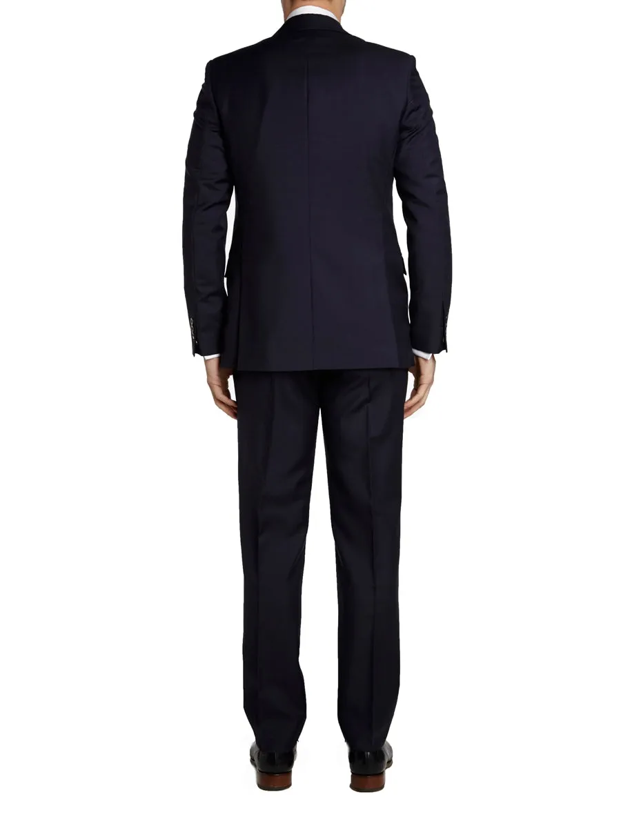Navy Tonic Mohair Wool Flat Front Trouser