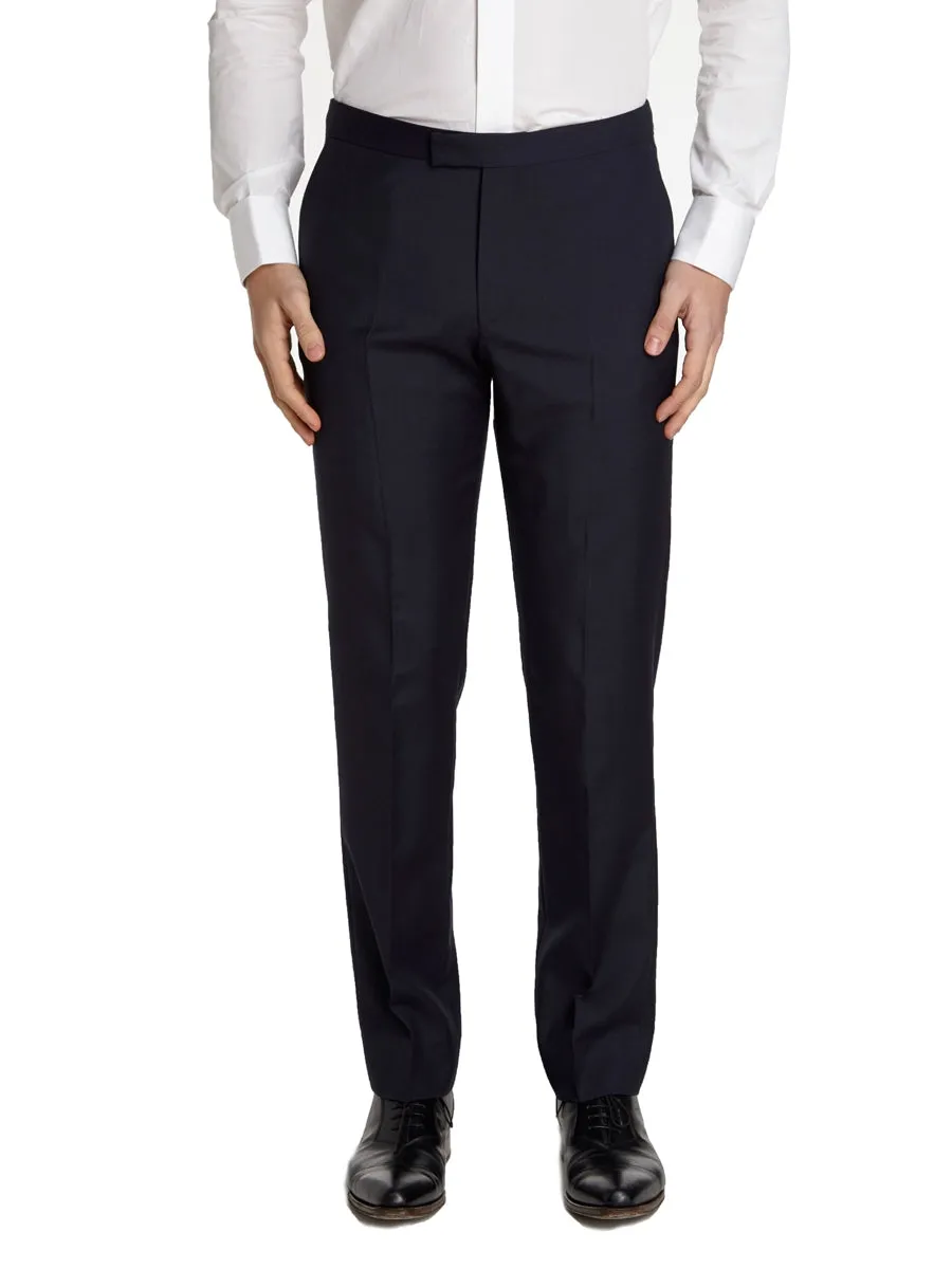Navy Tonic Mohair Wool Flat Front Trouser