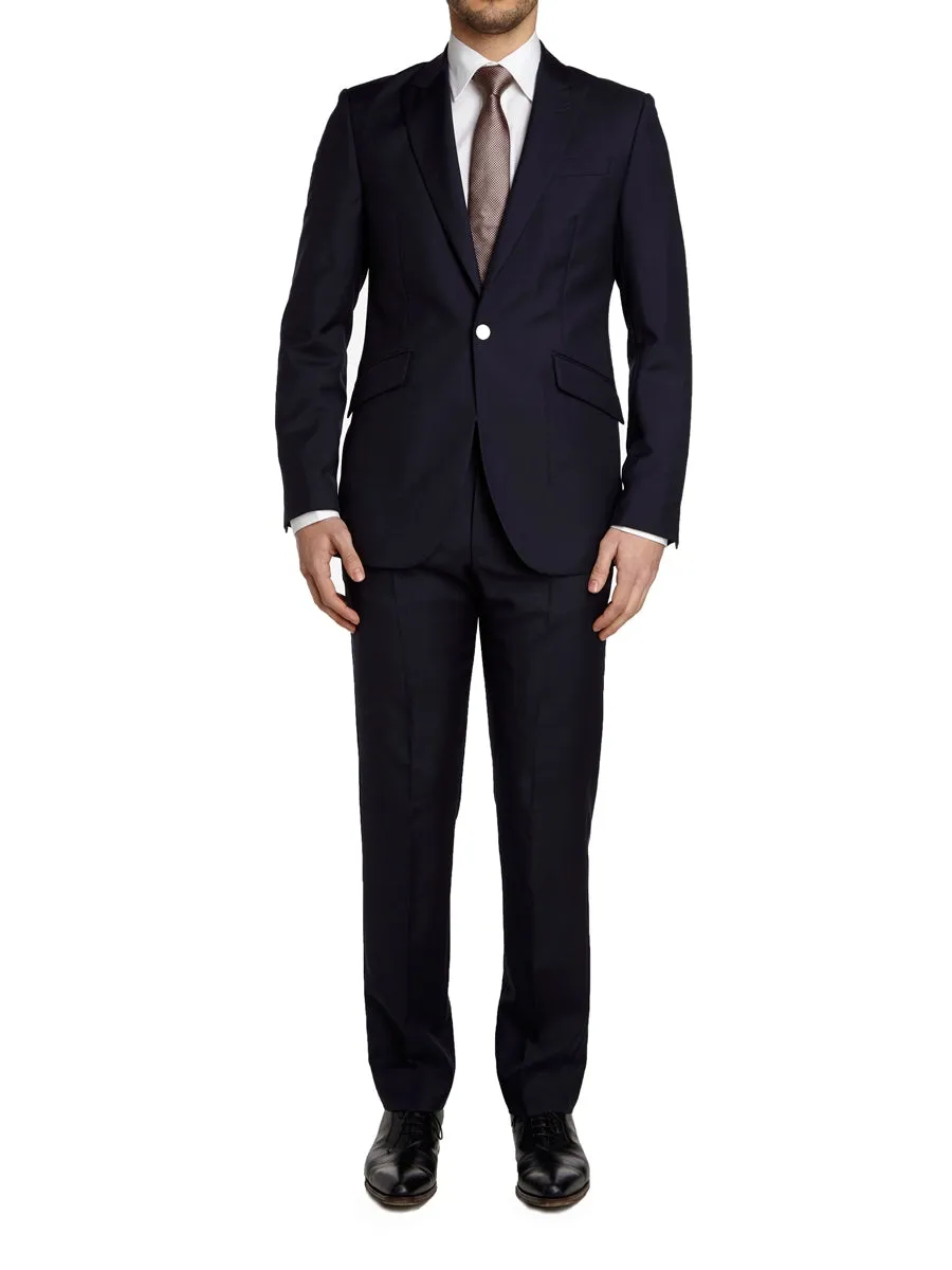 Navy Tonic Mohair Wool Flat Front Trouser