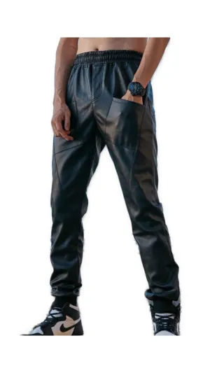 Nutakino  - Pu Leather Joggers for Men