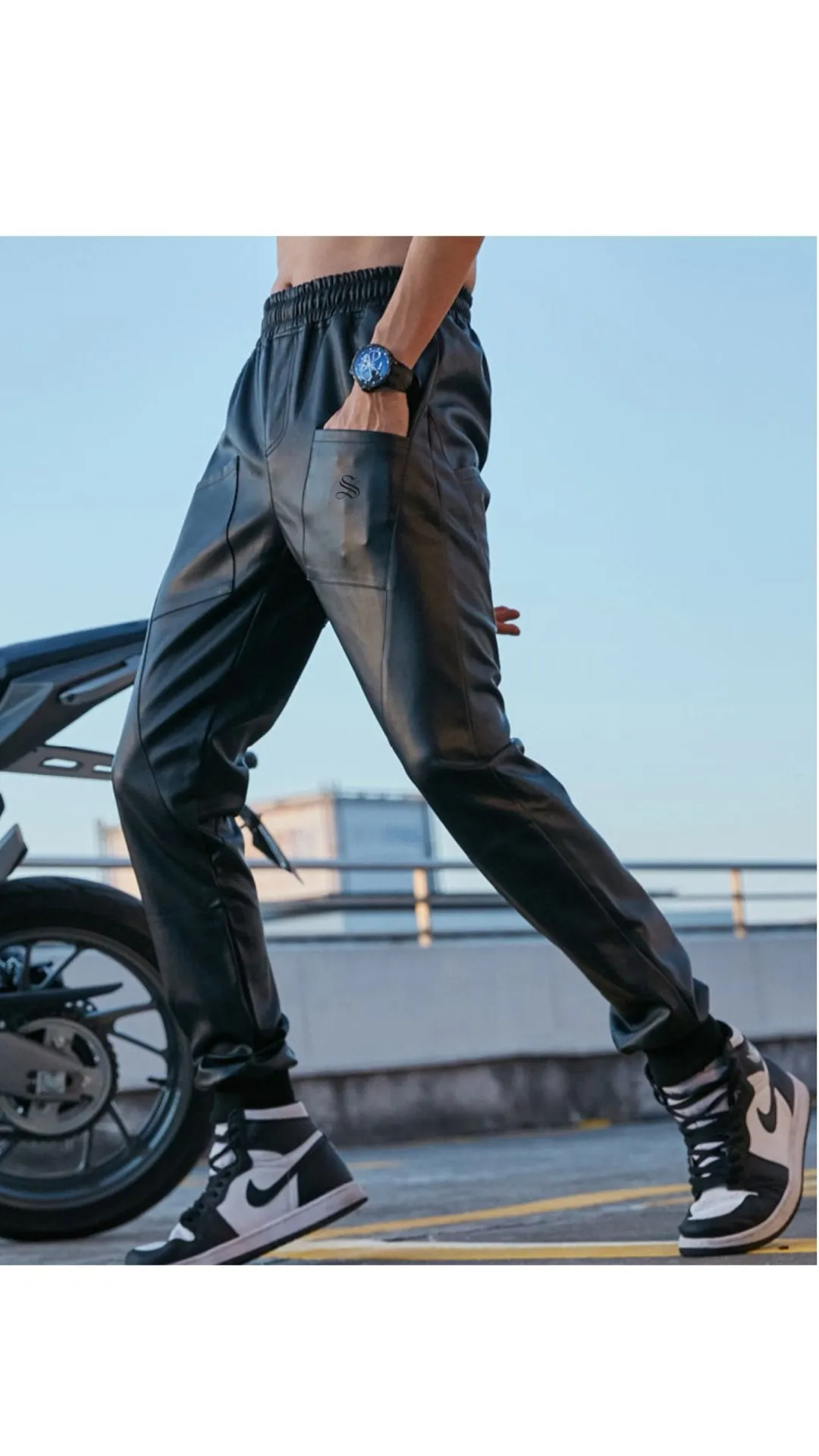 Nutakino  - Pu Leather Joggers for Men