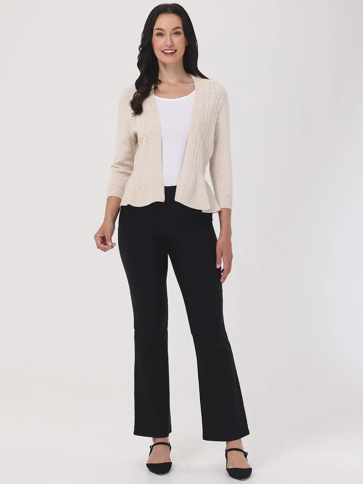 Peplum Pointelle Cardigan