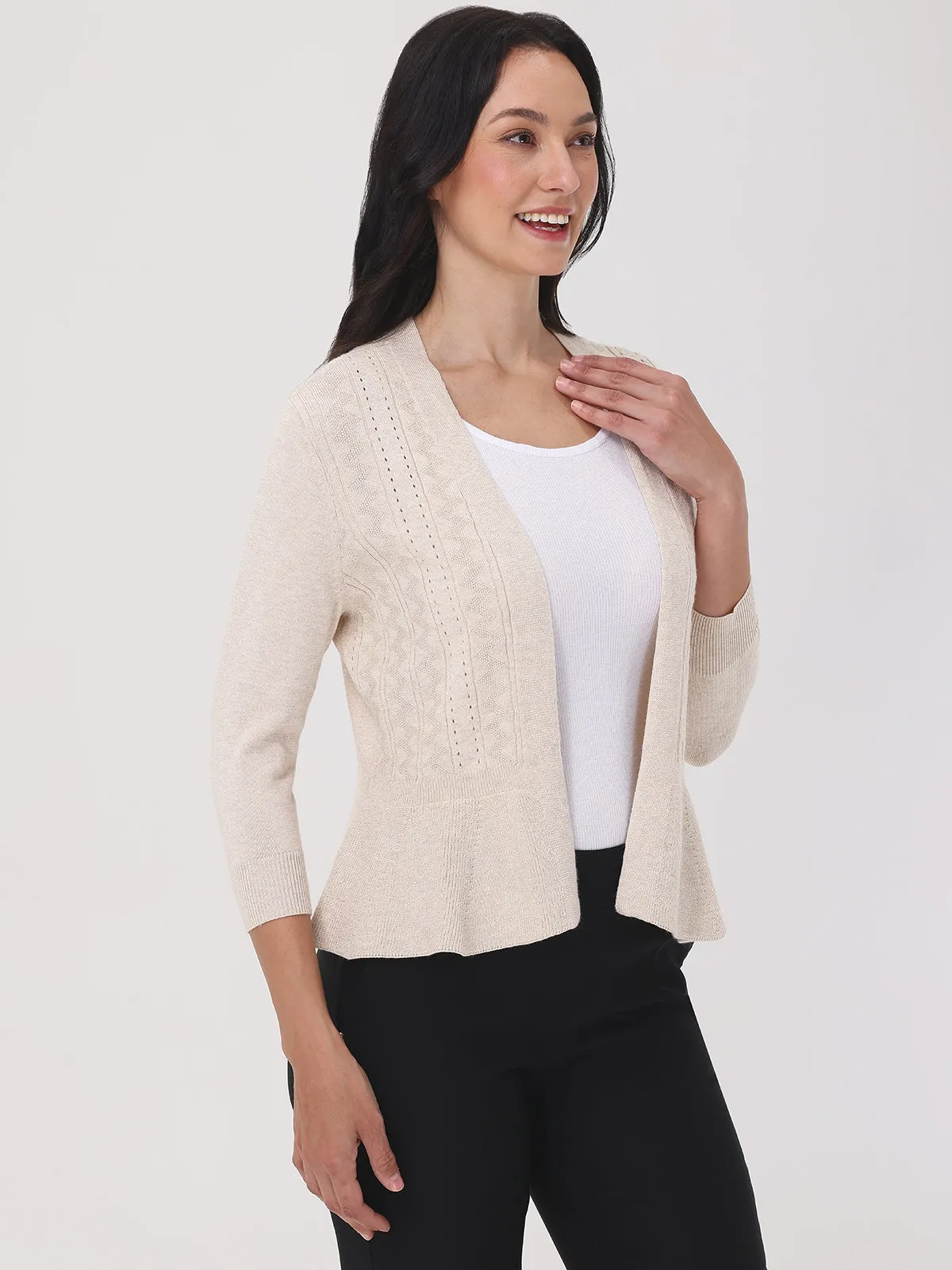 Peplum Pointelle Cardigan