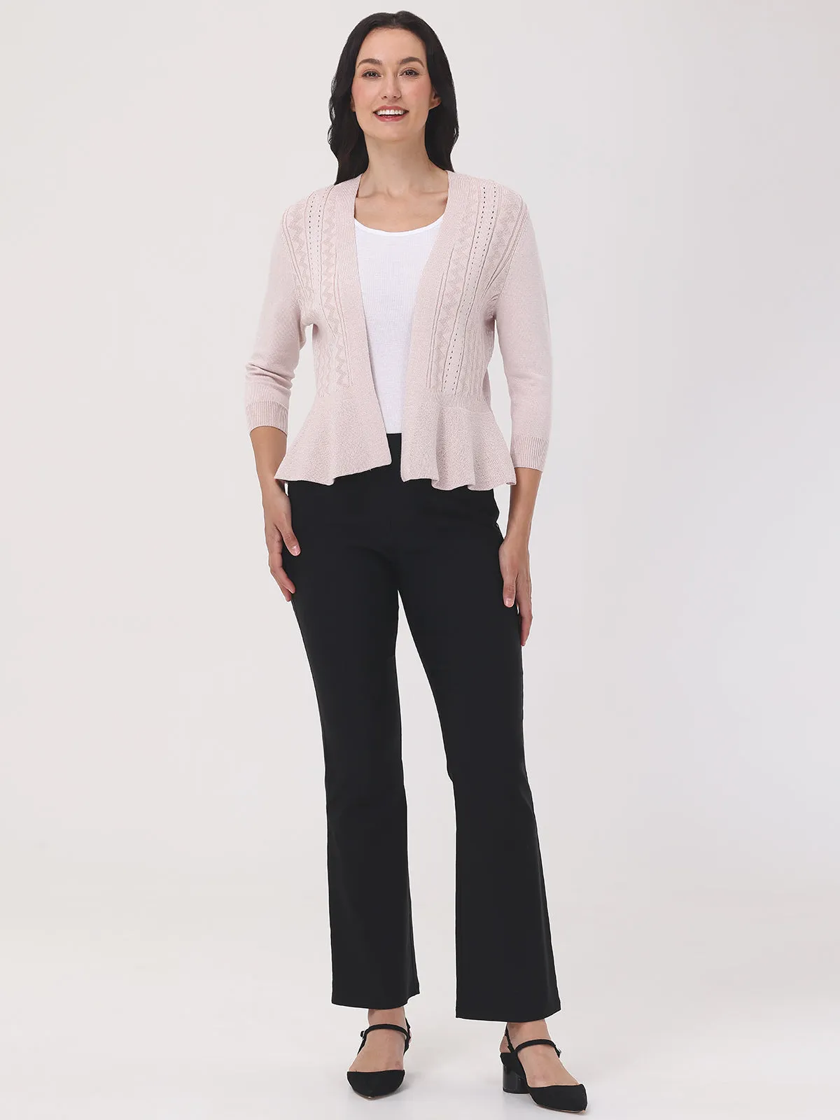 Peplum Pointelle Cardigan