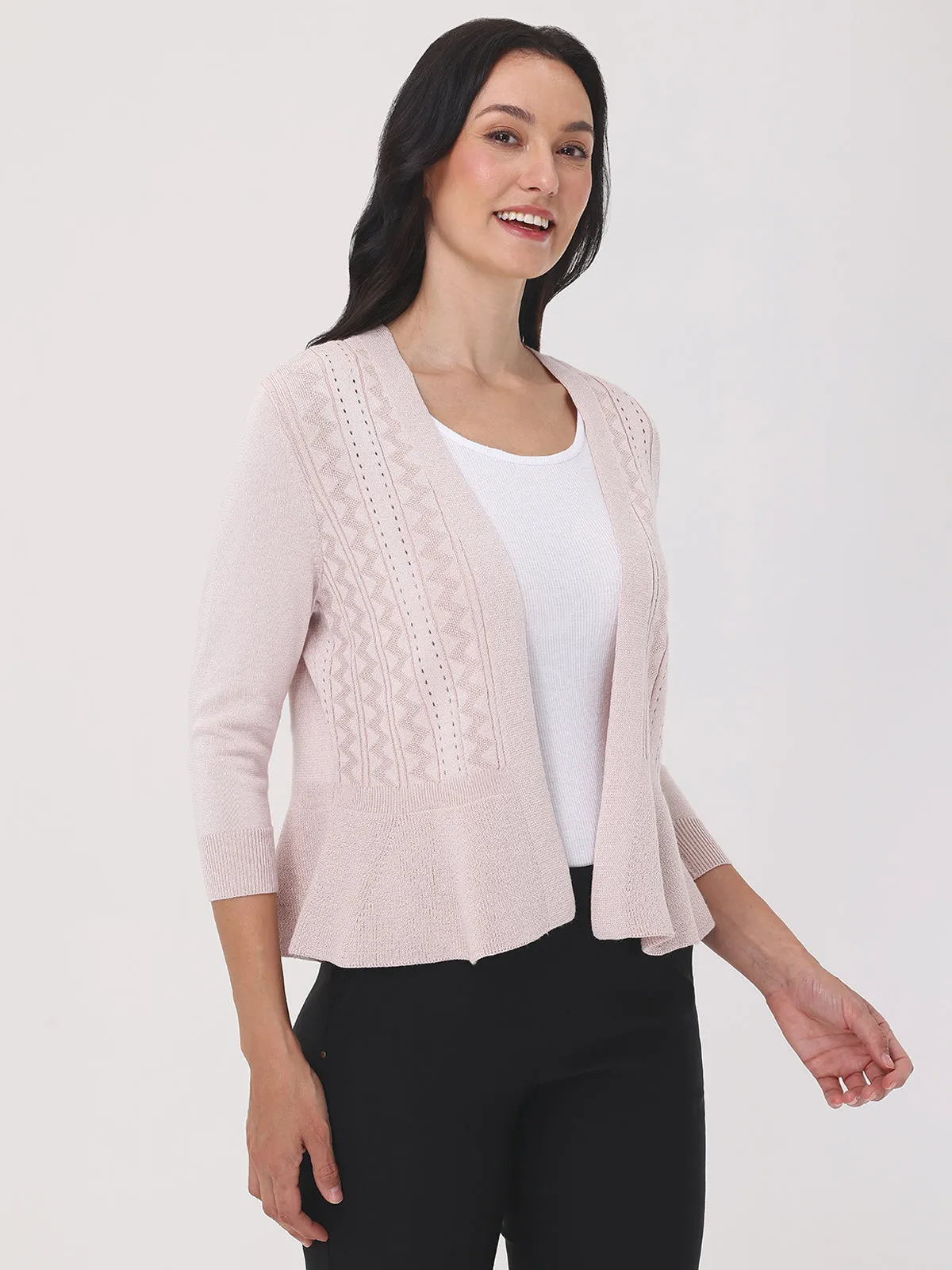 Peplum Pointelle Cardigan