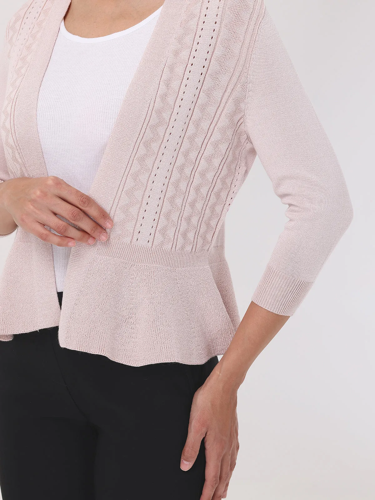 Peplum Pointelle Cardigan
