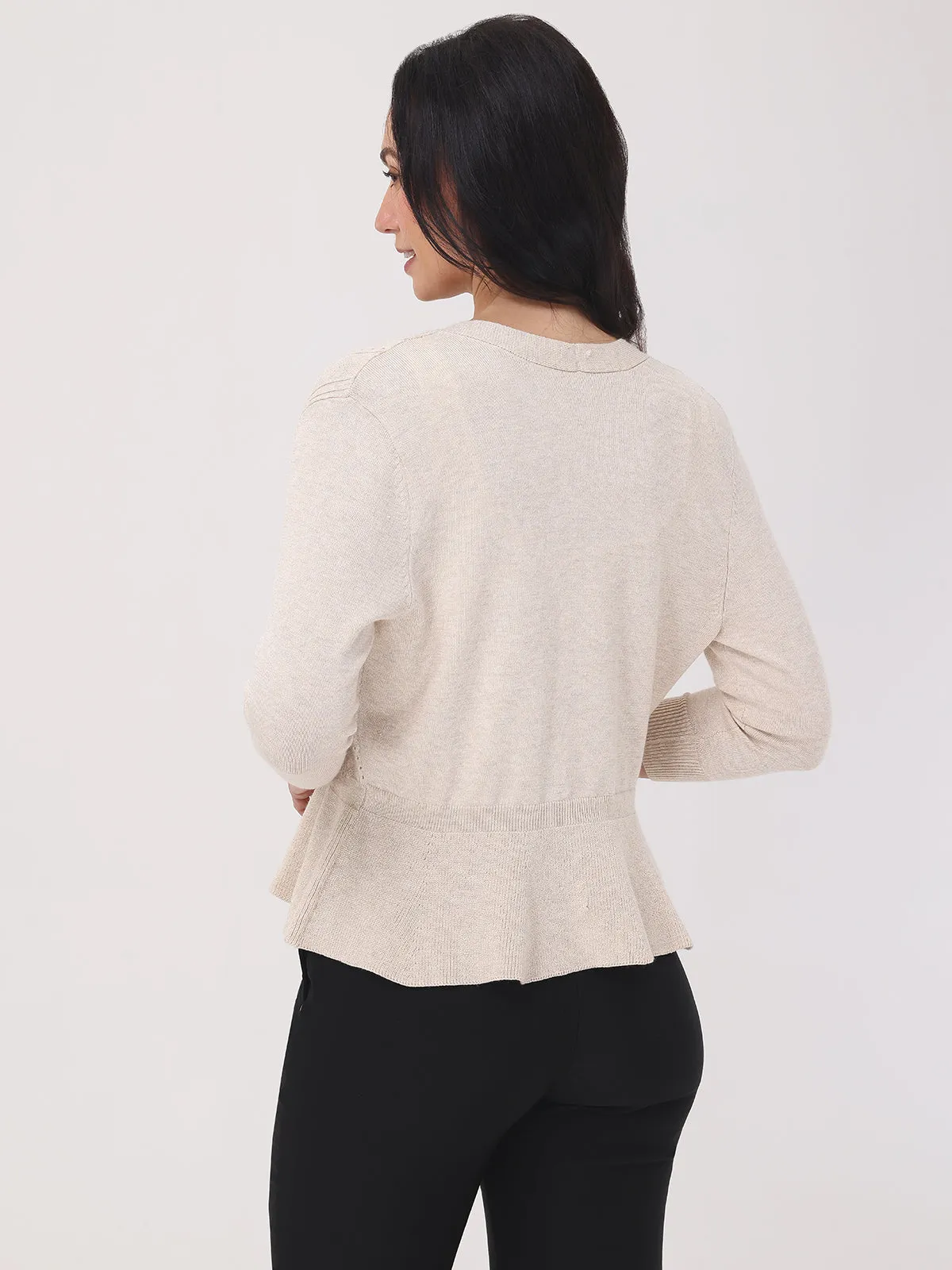Peplum Pointelle Cardigan