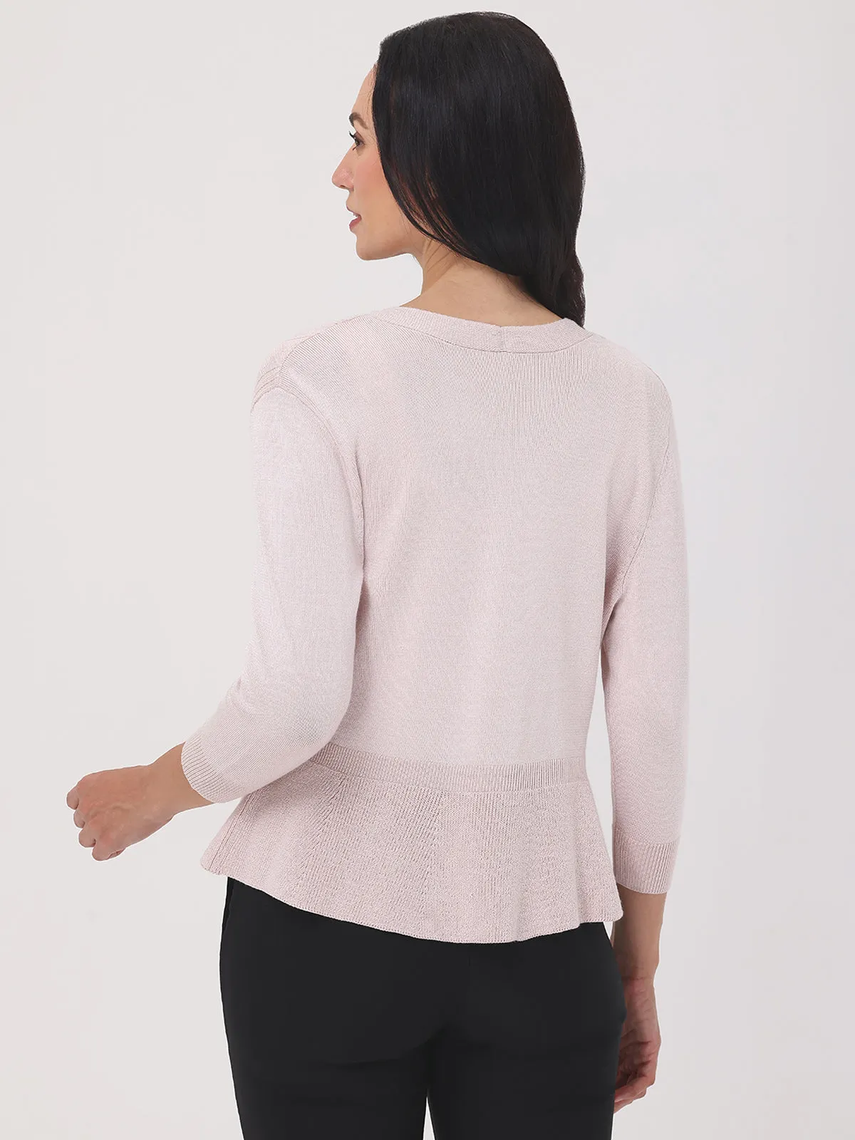 Peplum Pointelle Cardigan