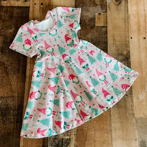 Pink Holiday Gnome Twirl Dress