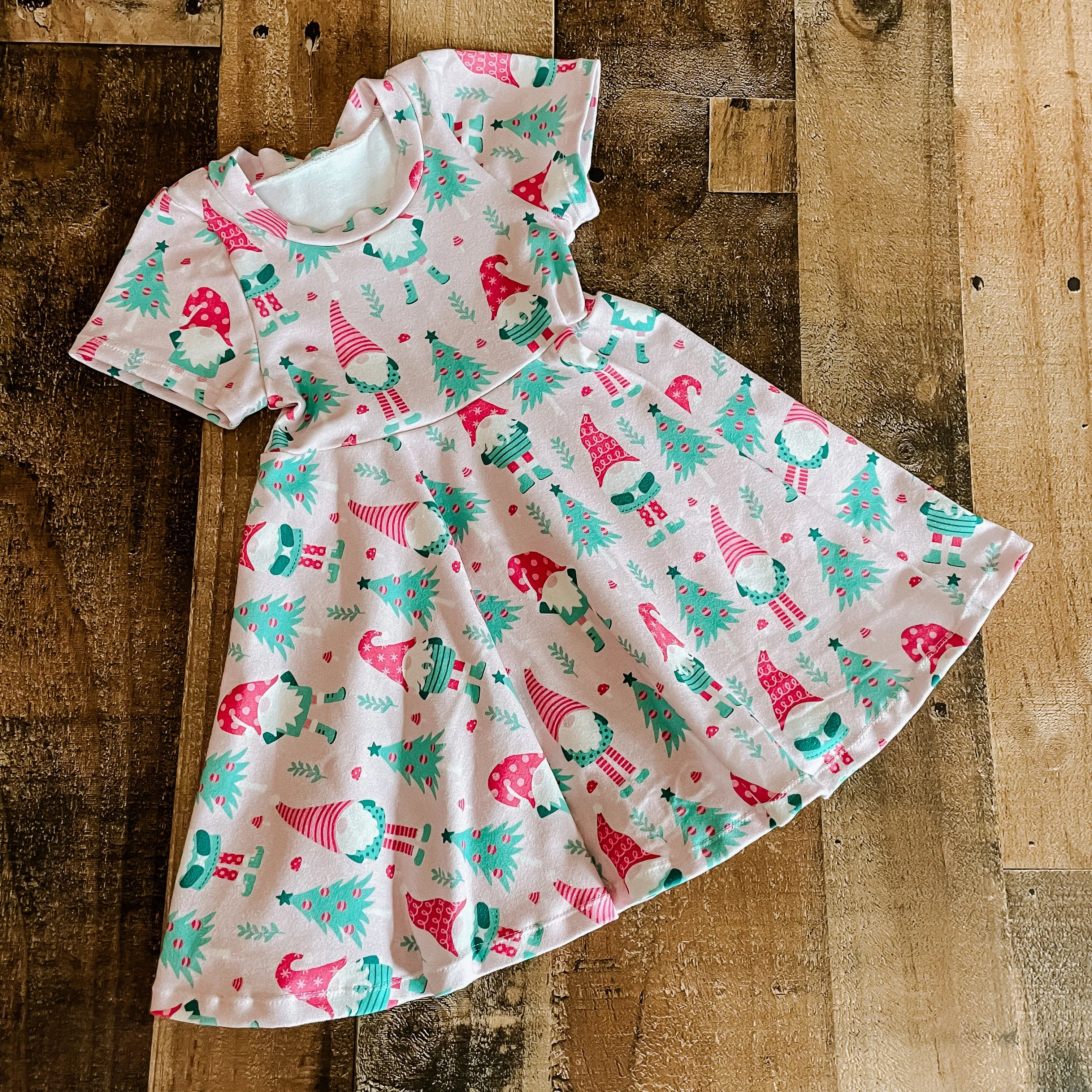 Pink Holiday Gnome Twirl Dress