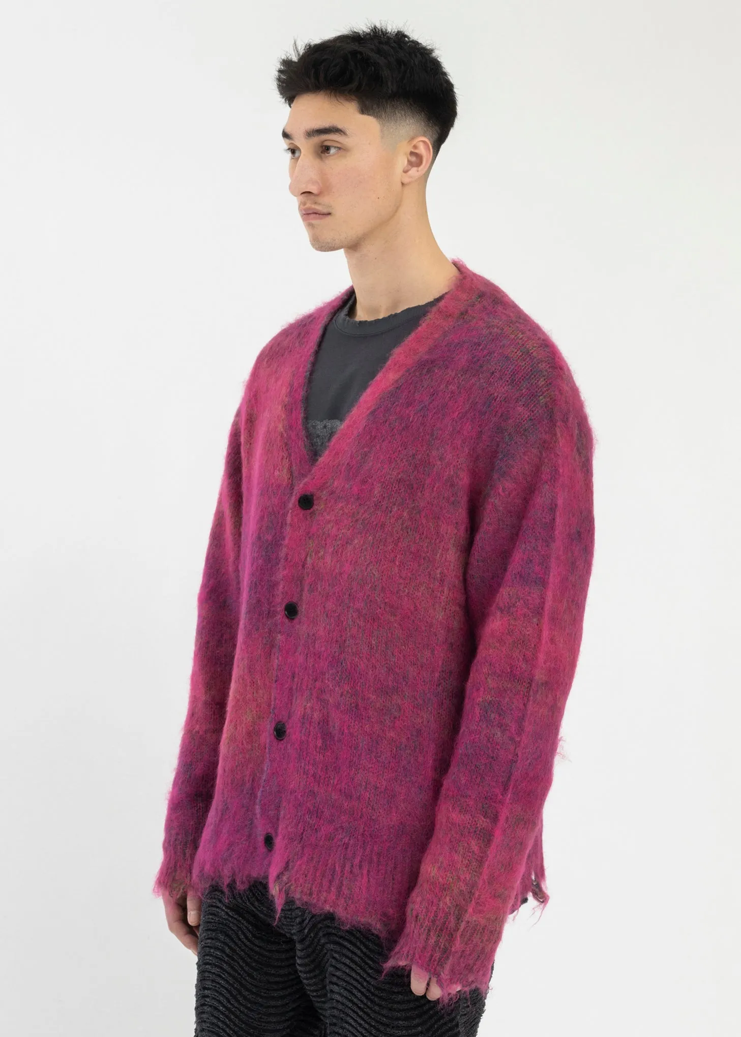 Pink Kasuri Mohair Cardigan