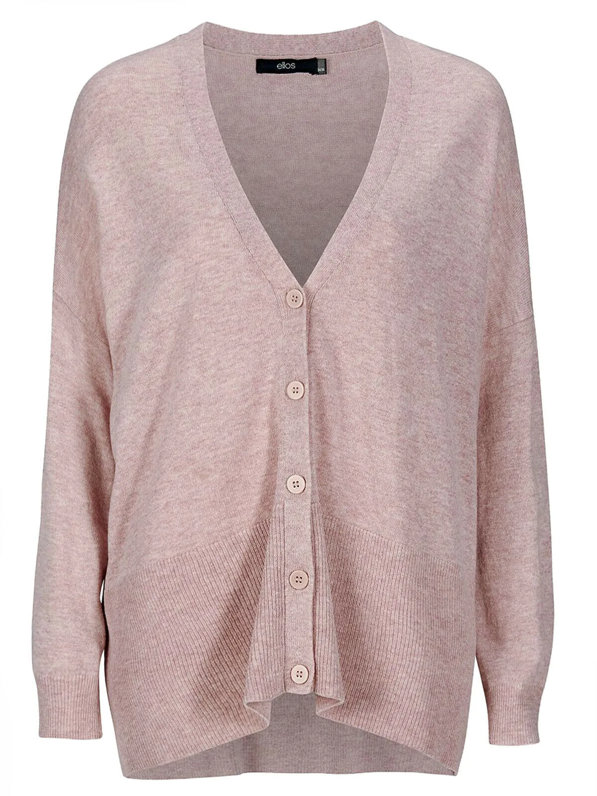 Pink Relaxed Knit Wool Blend V Neck Cardigan