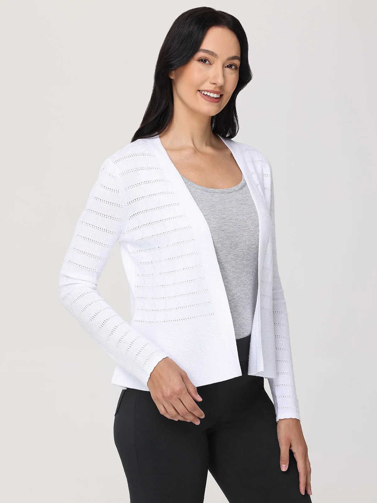 Pointelle Peplum Cardigan