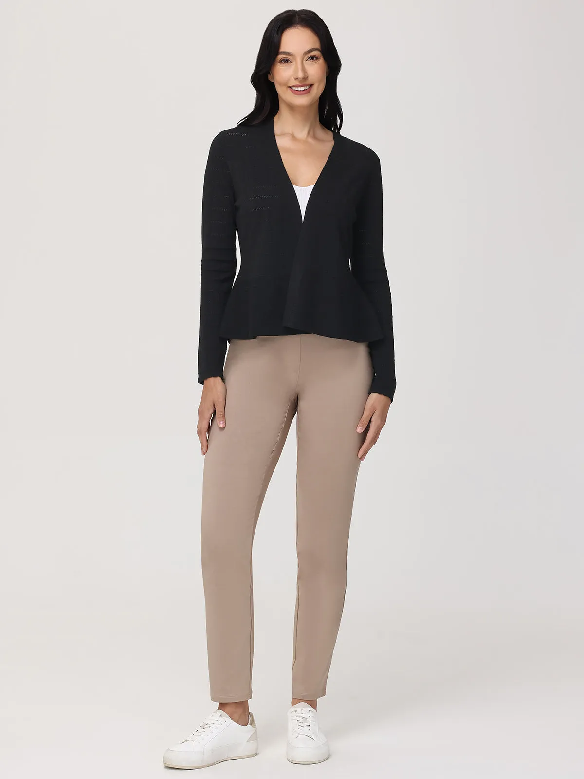 Pointelle Peplum Cardigan