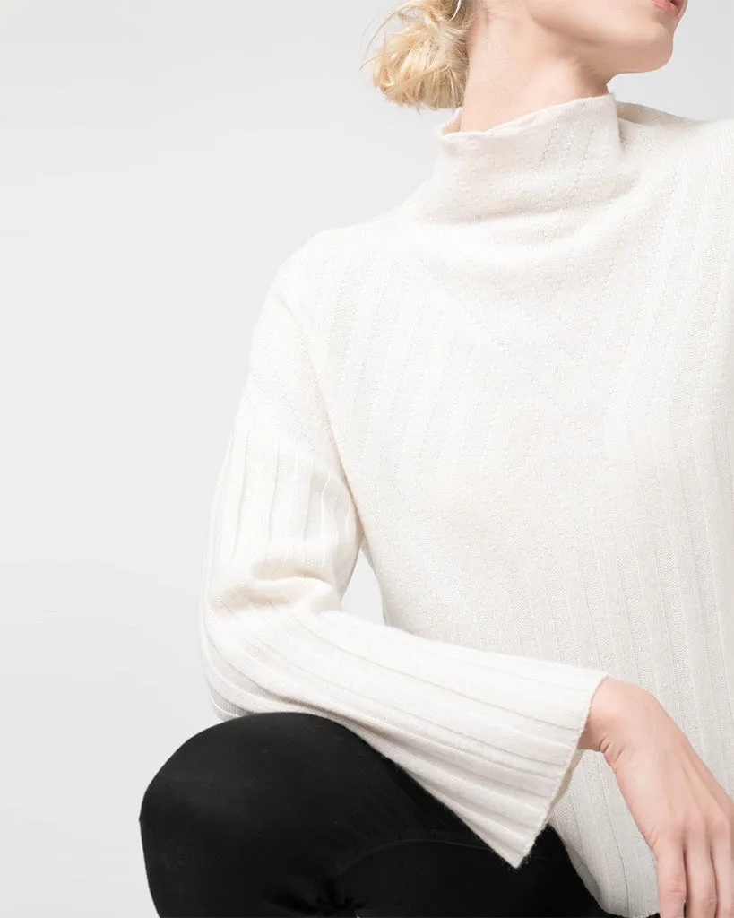 Rib Pattern Funnel Neck