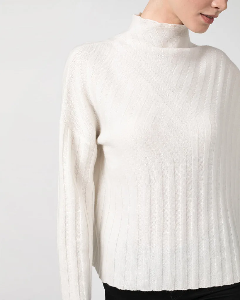 Rib Pattern Funnel Neck