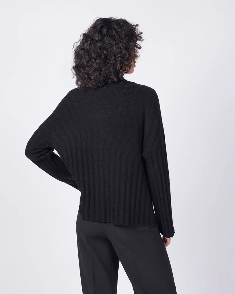 Rib Pattern Funnel Neck