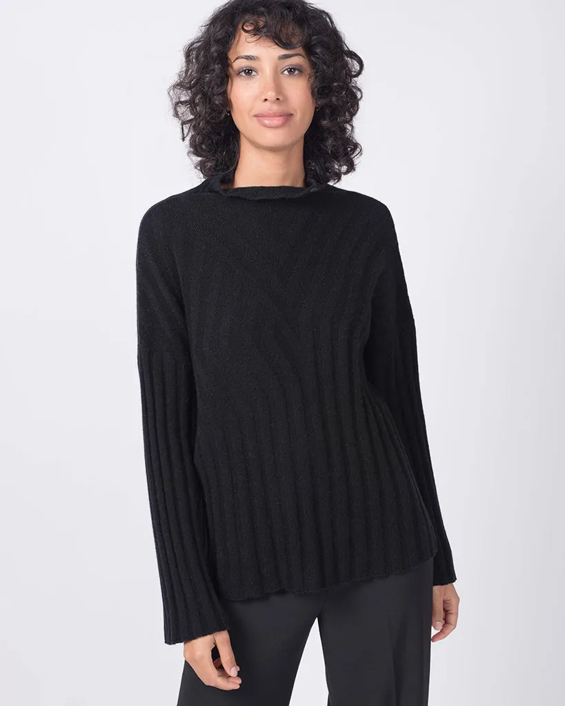 Rib Pattern Funnel Neck