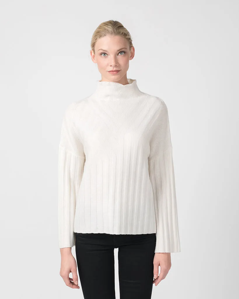Rib Pattern Funnel Neck