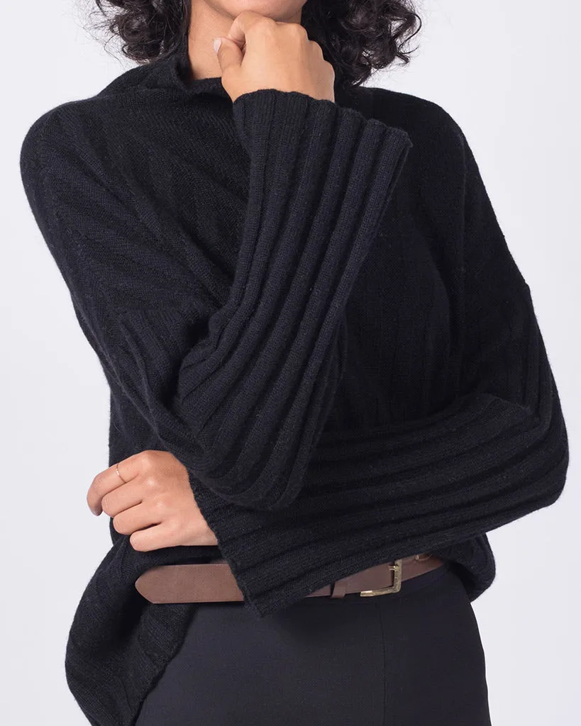 Rib Pattern Funnel Neck