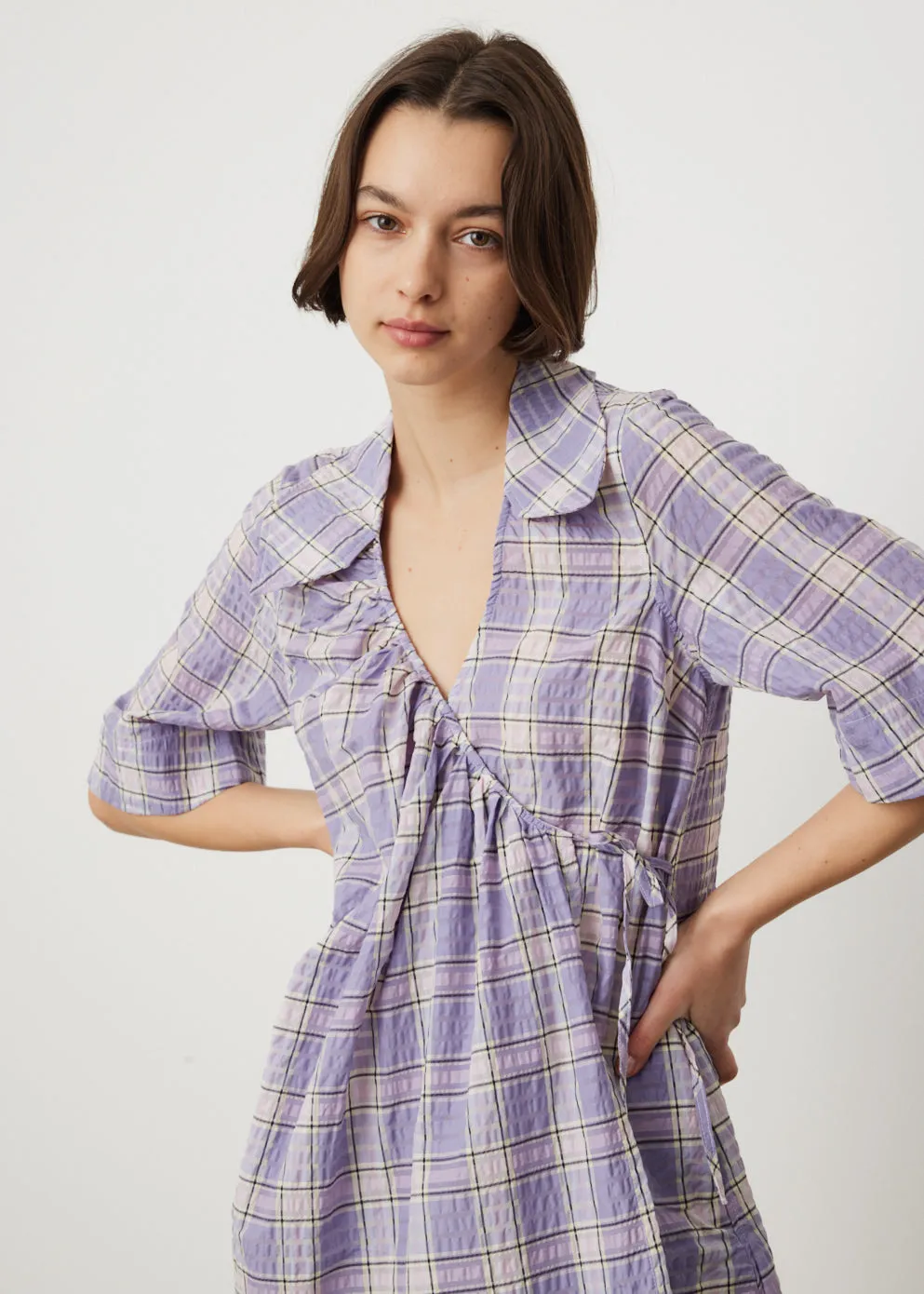 Seersucker Check Mini Dress