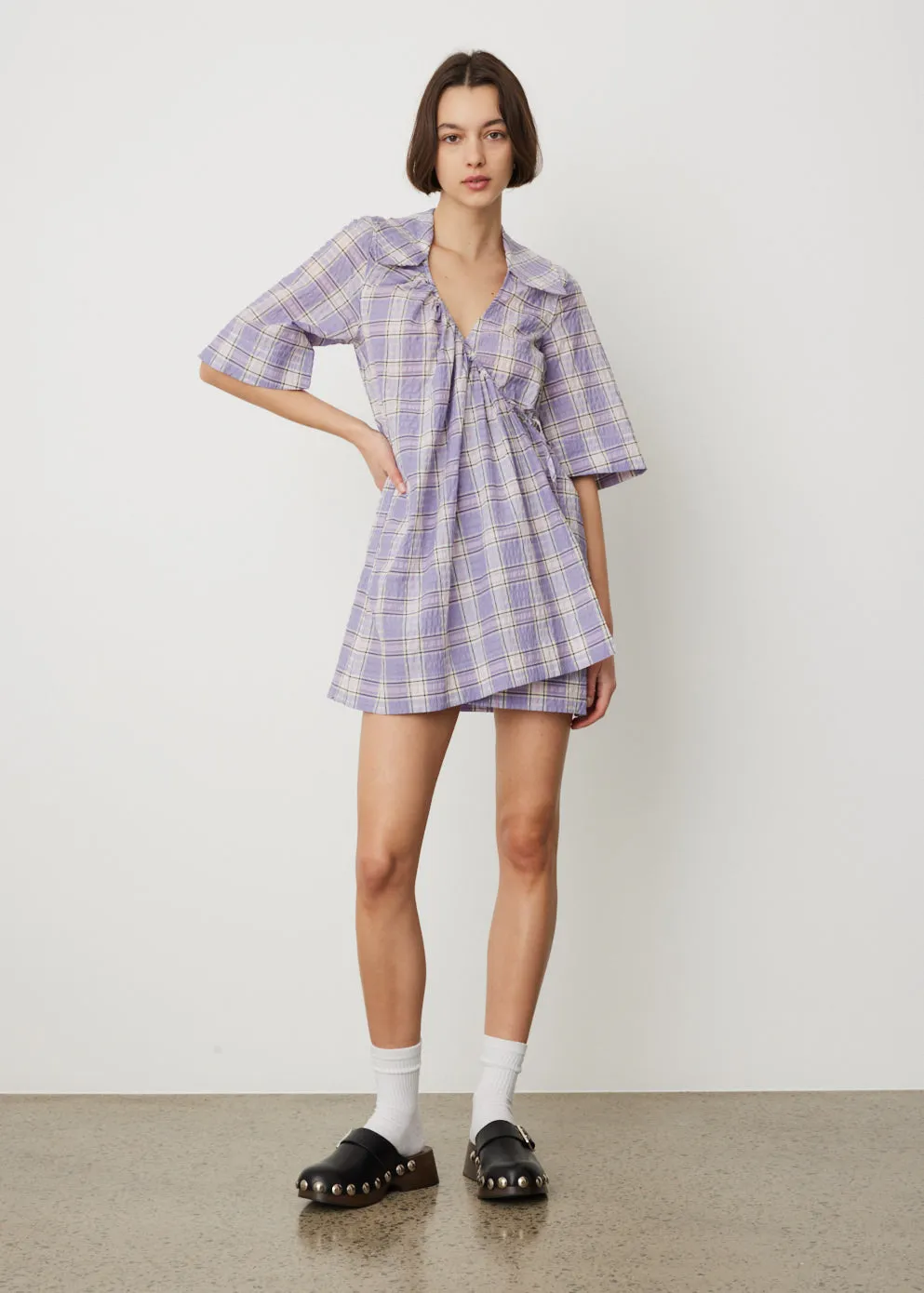 Seersucker Check Mini Dress