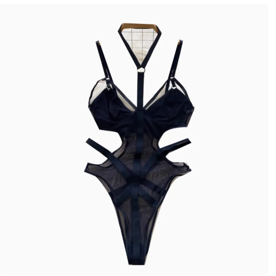 Sexy Hollowed Black Slip Jumpsuits