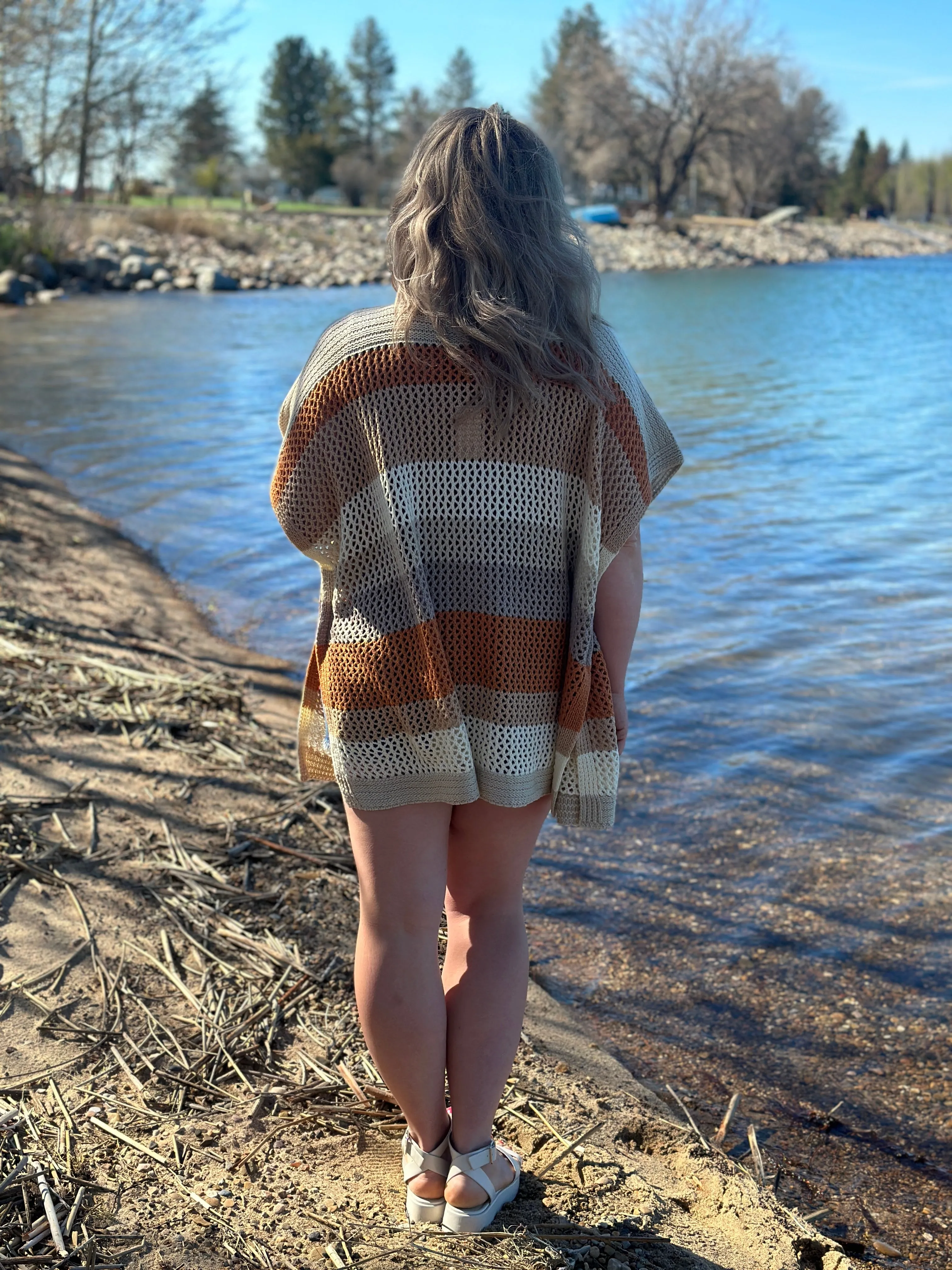 Short Sleeve Neutral Knit Cardigan