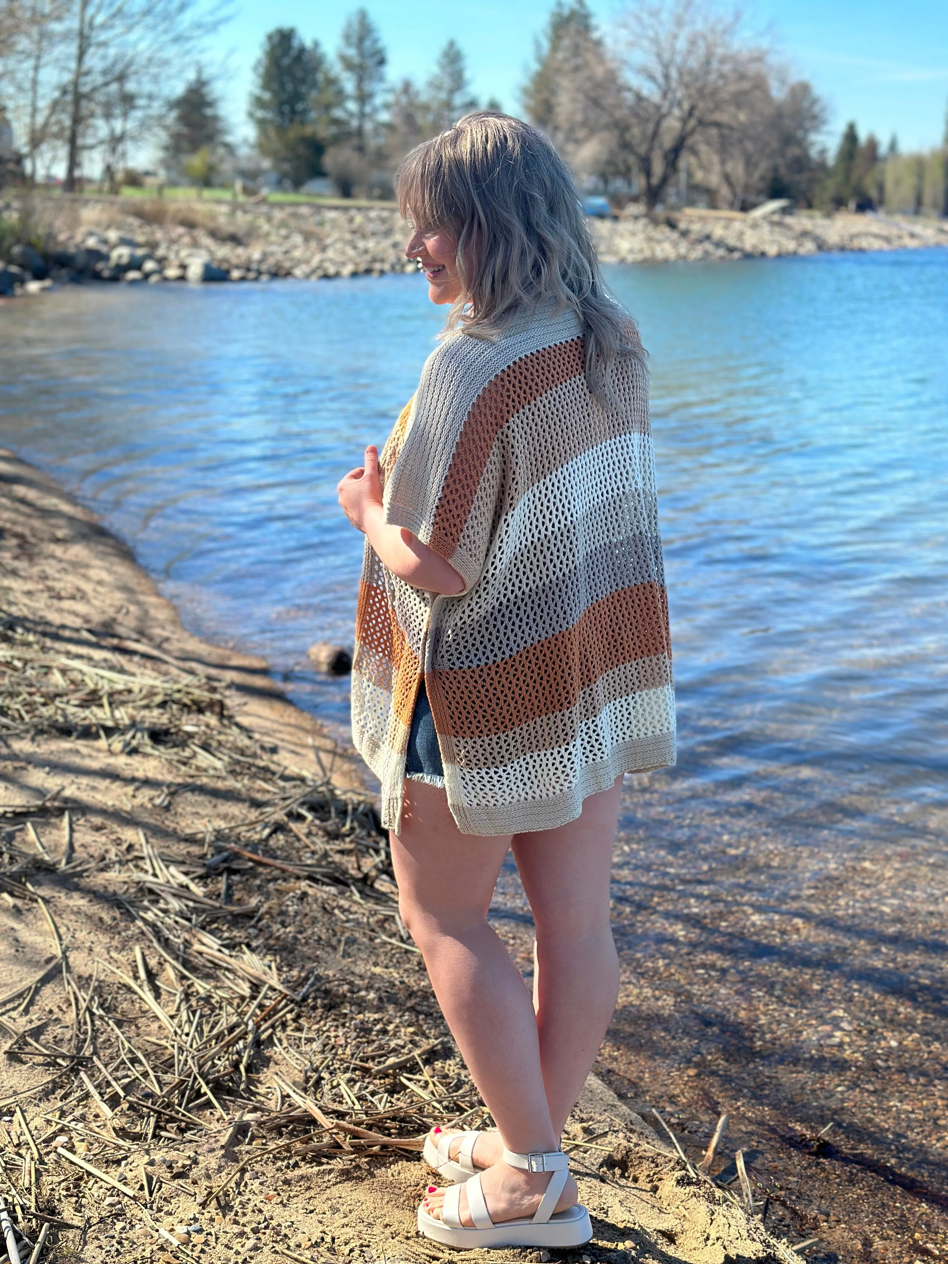 Short Sleeve Neutral Knit Cardigan