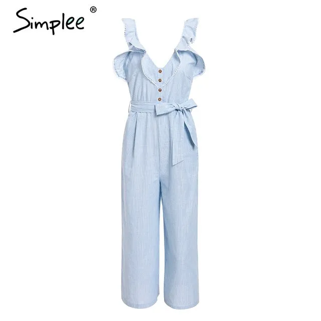 Simplee Ruffled cotton linen women
