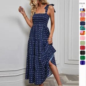 Spring/Summer Sexy Backless Printed Camisole Vacation Dress