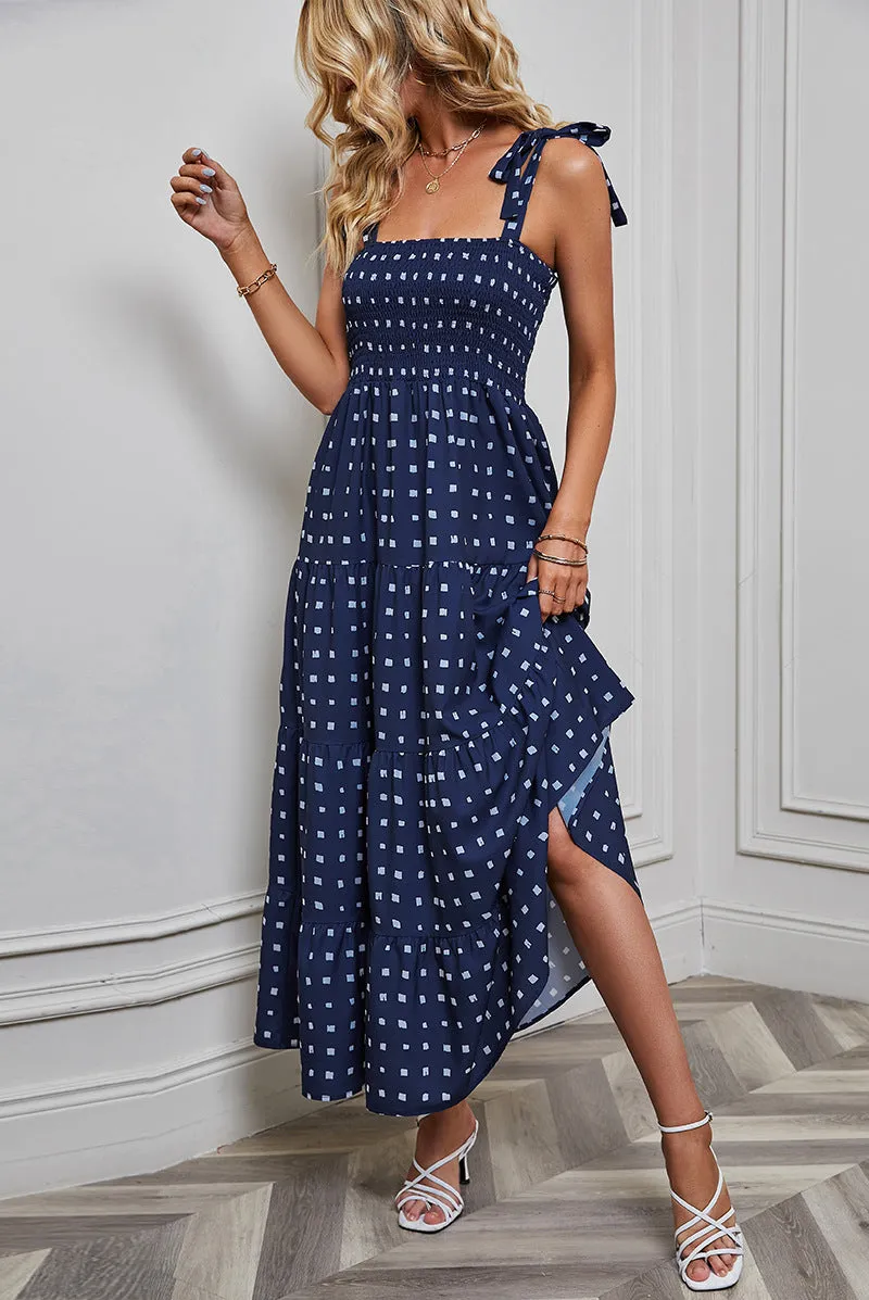Spring/Summer Sexy Backless Printed Camisole Vacation Dress