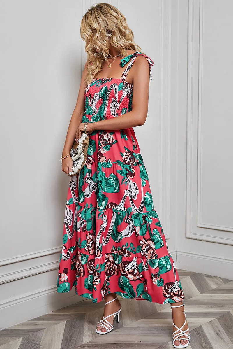 Spring/Summer Sexy Backless Printed Camisole Vacation Dress