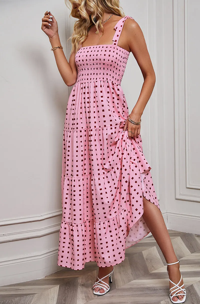 Spring/Summer Sexy Backless Printed Camisole Vacation Dress