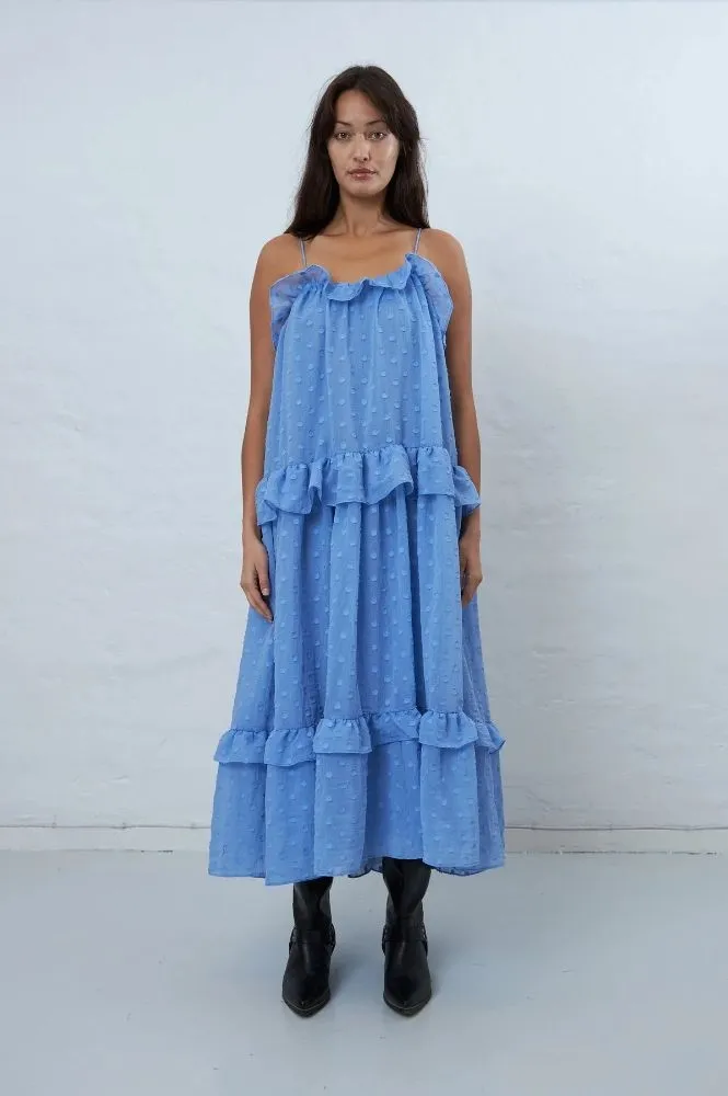 Stella Nova Maxi Frill Strap Summer Blue Dress