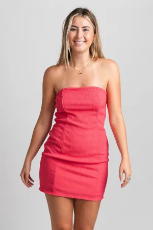 Strapless mini dress fuchsia