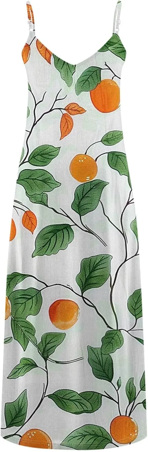 Summer Dresses for Women 2024 Casual, Sleeveless Casual V Neck Ruffle Dresses, Lightweight Floral Boho Dress