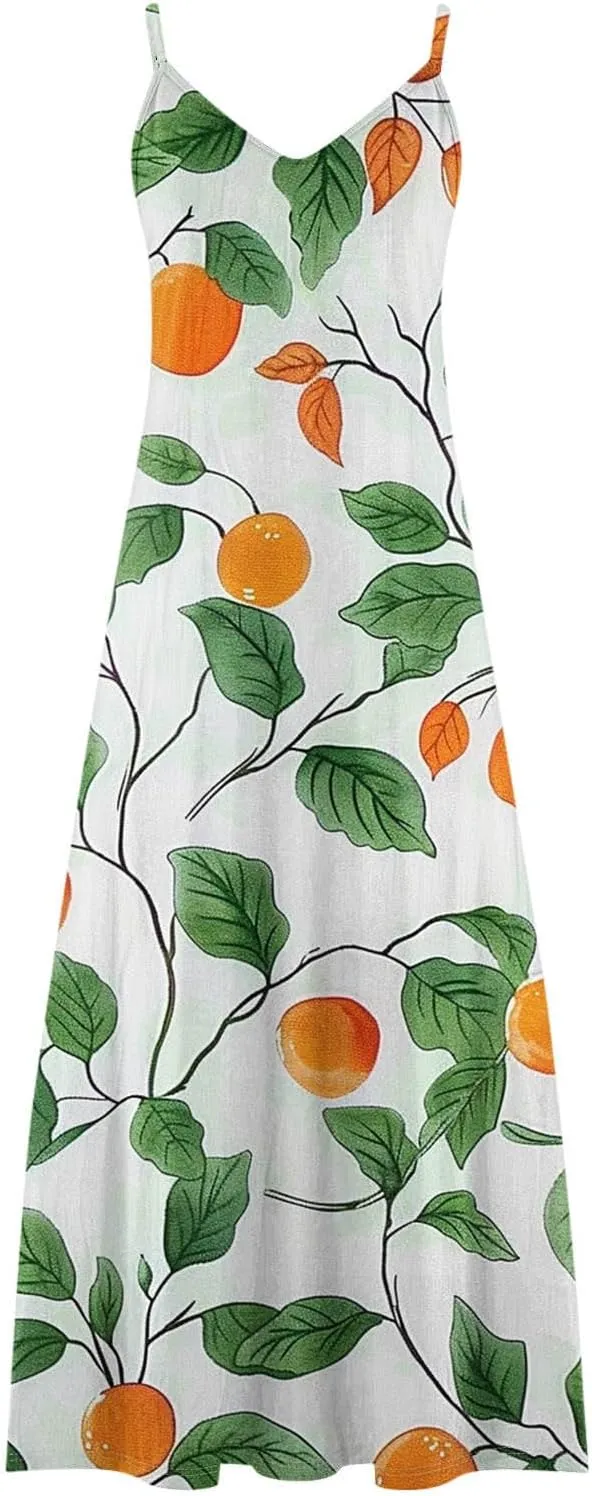 Summer Dresses for Women 2024 Casual, Sleeveless Casual V Neck Ruffle Dresses, Lightweight Floral Boho Dress
