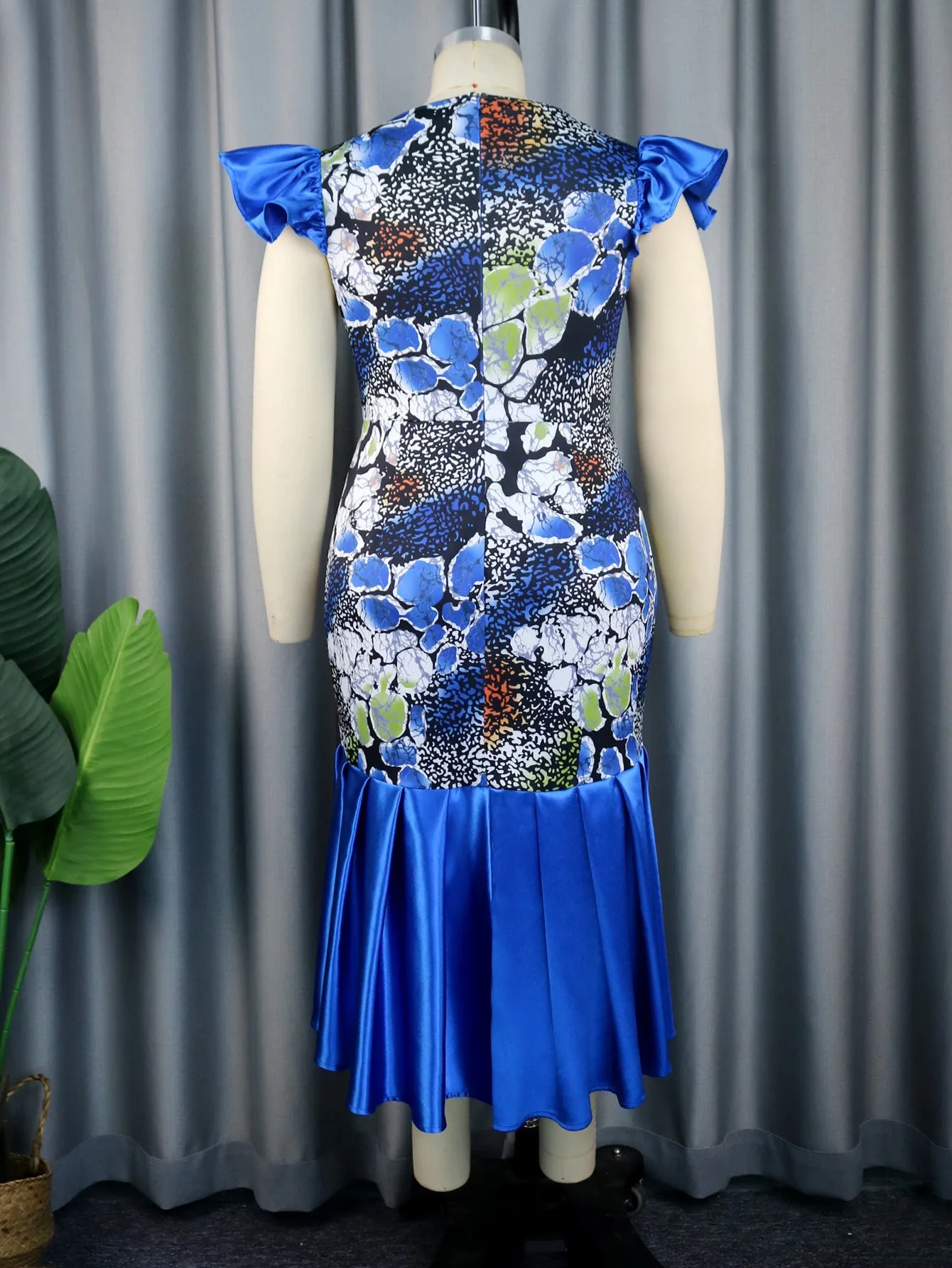 Summer Floral Jellyfish Edging Deep V-neck Maxi Dress