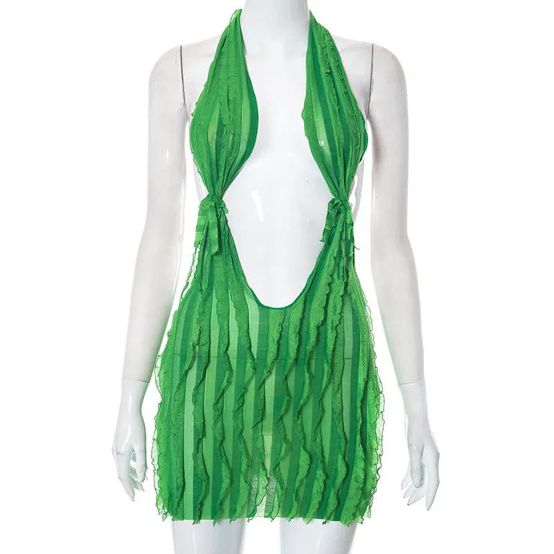 Summer Sultry Waves Short Wrap Sensual Ripples Dress