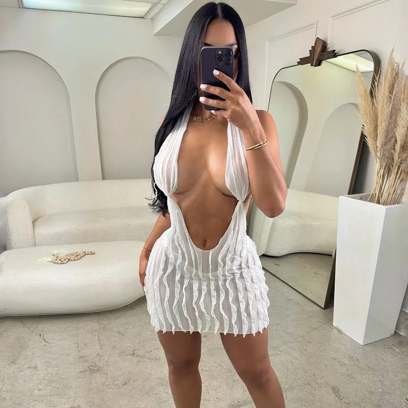 Summer Sultry Waves Short Wrap Sensual Ripples Dress