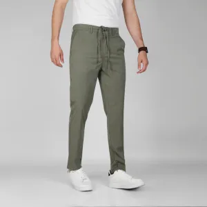 TENCEL Slim-fit Trousers  -  OLIVE - Available in store