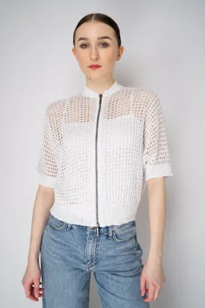 Tonet Open Weave Sequined Cardigan Jacket in White