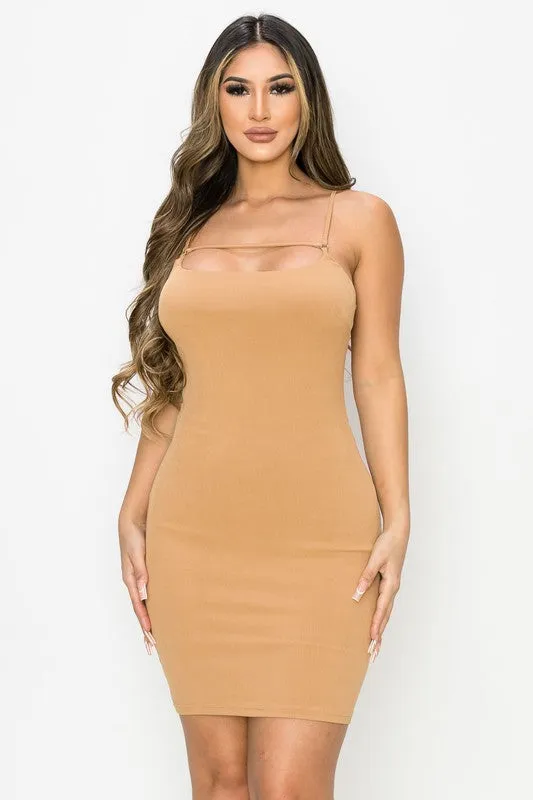 TRENDY LACED BACK BODYCON MINI DRESS