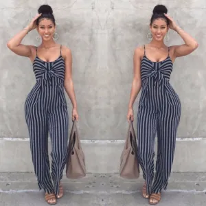 US Women Fashion Sexy Summer Party Stripe Sleeveless Jumpsuit Romper Top Outfits