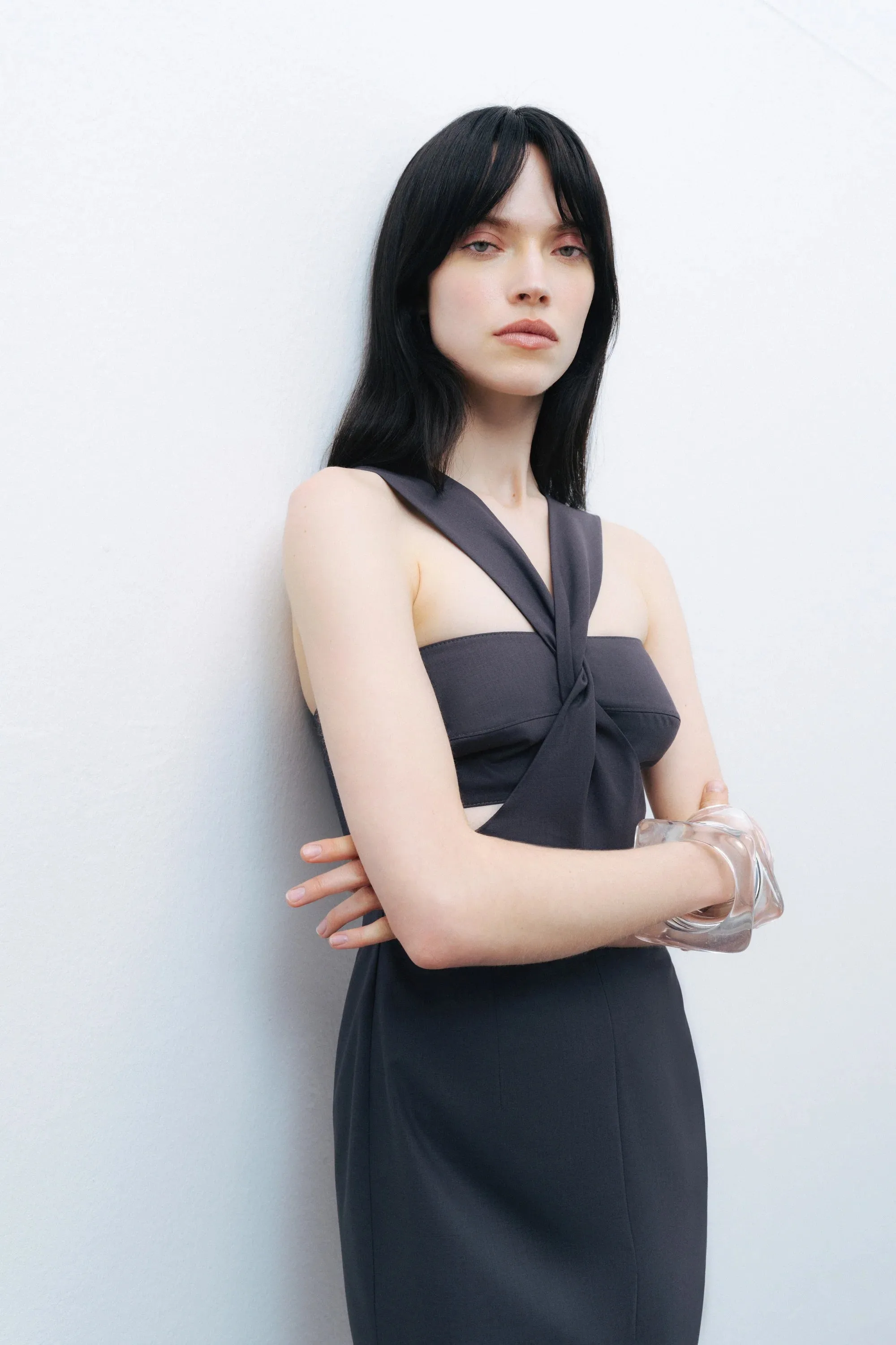 Window Detailed Midi Dress